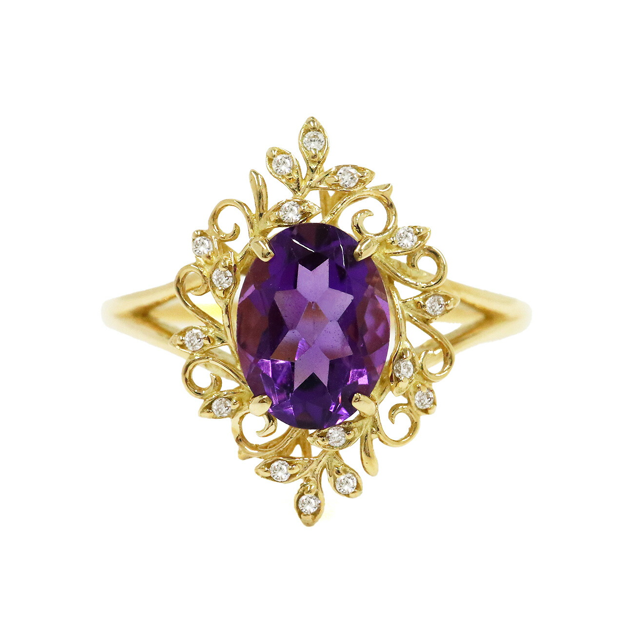 楽天市場】アメシスト リング ダイヤモンド オーバルカット アメジスト