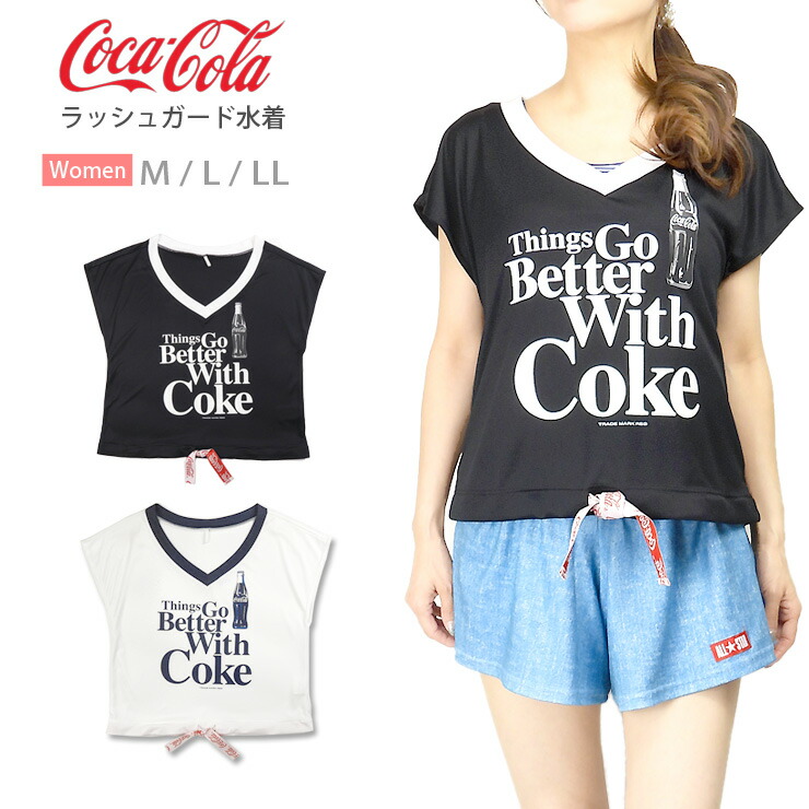 楽天市場】Coca・Cola レディース 半袖ラッシュガード 水着 M L LL