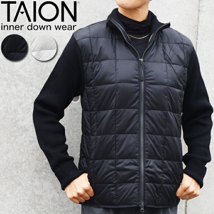 楽天市場】TAION タイオン ハイネックWジップ ニットスリーブダウン