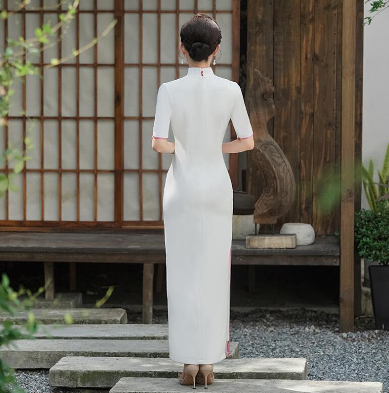 楽天市場】チャイナドレス ロング丈 細身ドレス 白 チャイナドレス