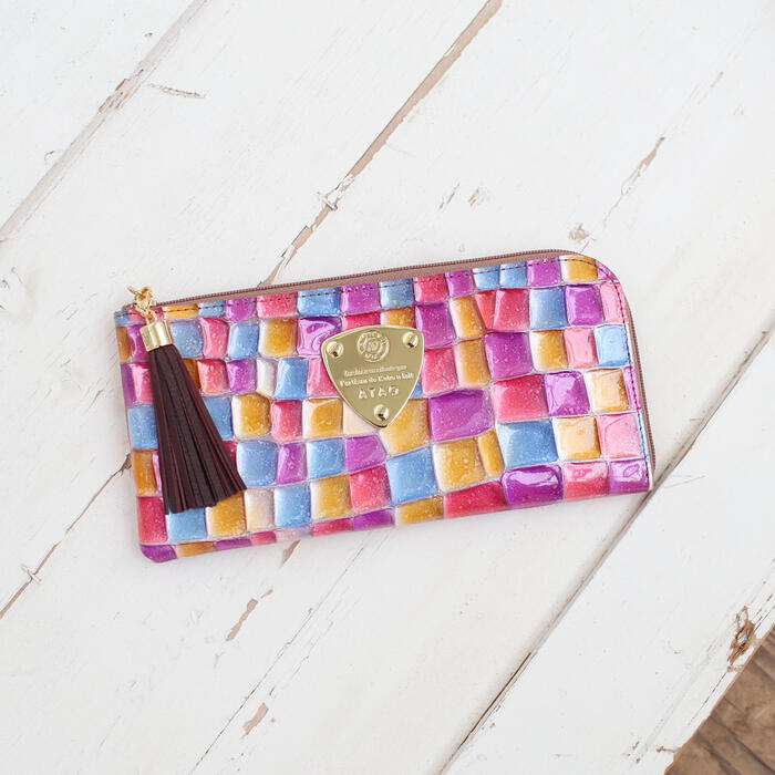 ゆず様 ATAO タイル模様 長財布 マルチカラー マルチカラーの財布の