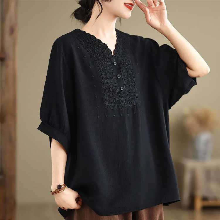 楽天市場】シャツ ブラウス レディース 七分袖 春 夏 綿麻風 トップス