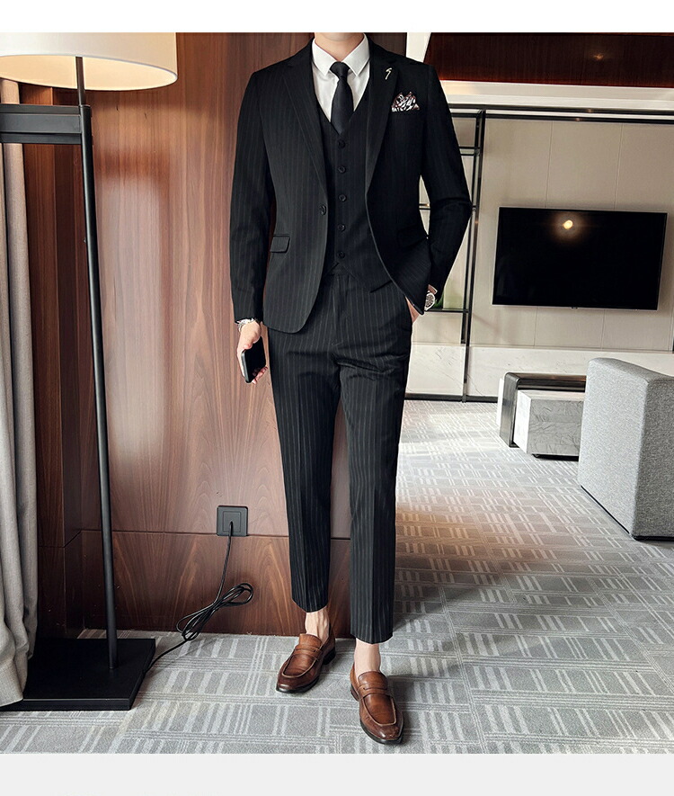 楽天市場】【送料無料】ビジネススーツ メンズ ストライプ