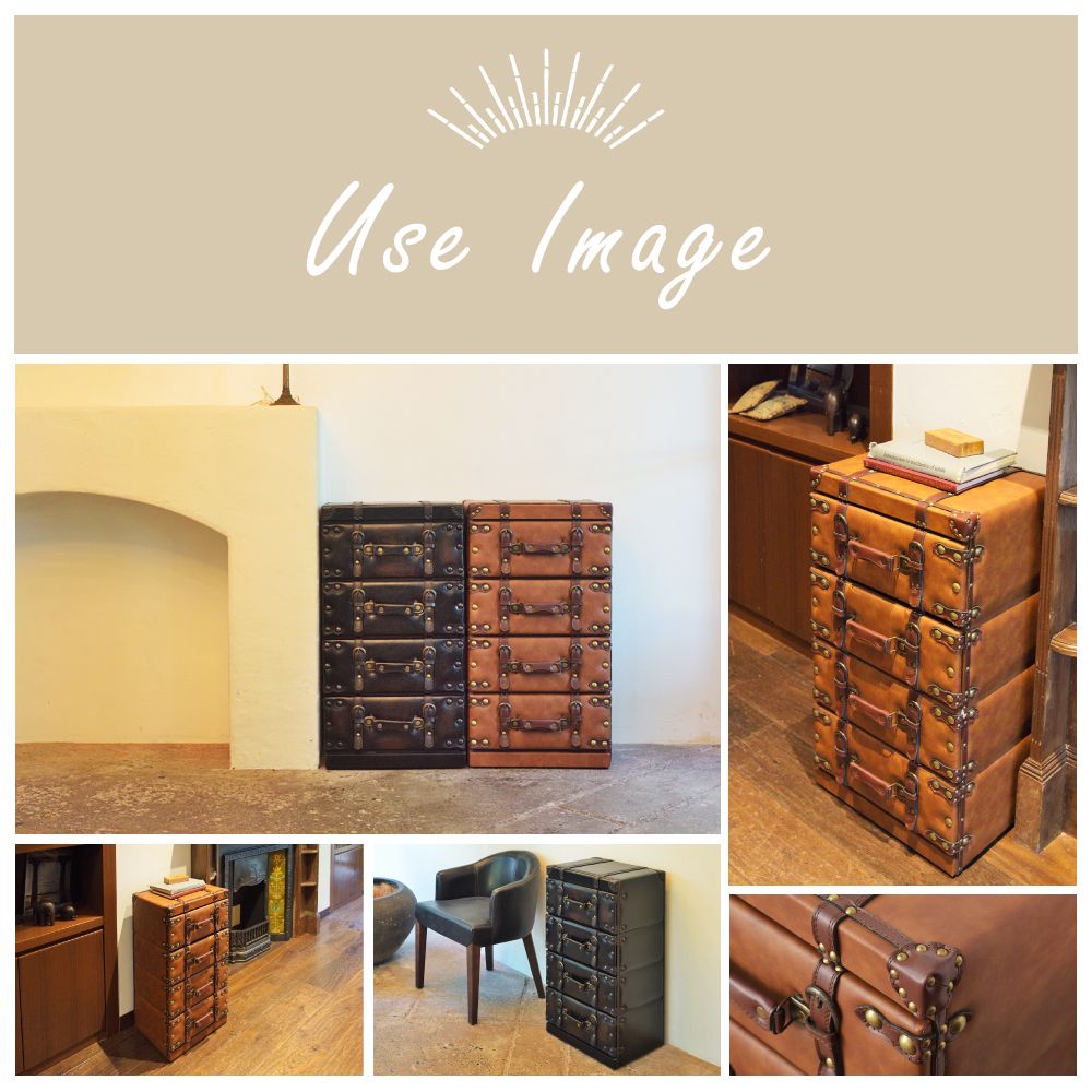 楽天市場】チェスト タンス 収納 収納棚 4段 レザー 合皮 革 幅41cm 高