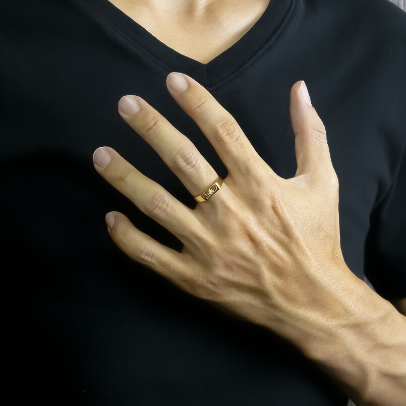 楽天市場】18金 印台 リング メンズ K18 指輪 シグネットリング