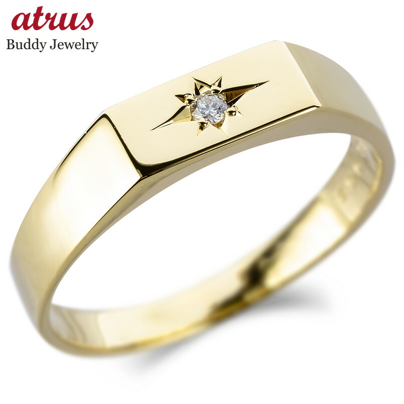 楽天市場】【10%OFFセール】18金 印台 リング メンズ ゴールド 指輪