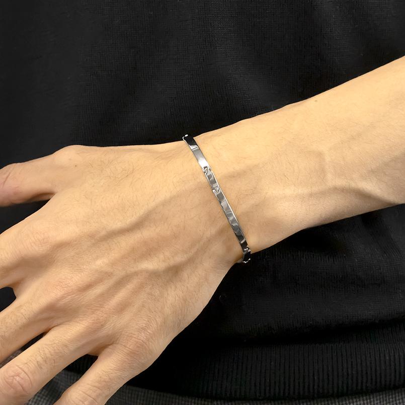 楽天市場】ブレスレット メンズ シルバー バングル sv925 中折式金具
