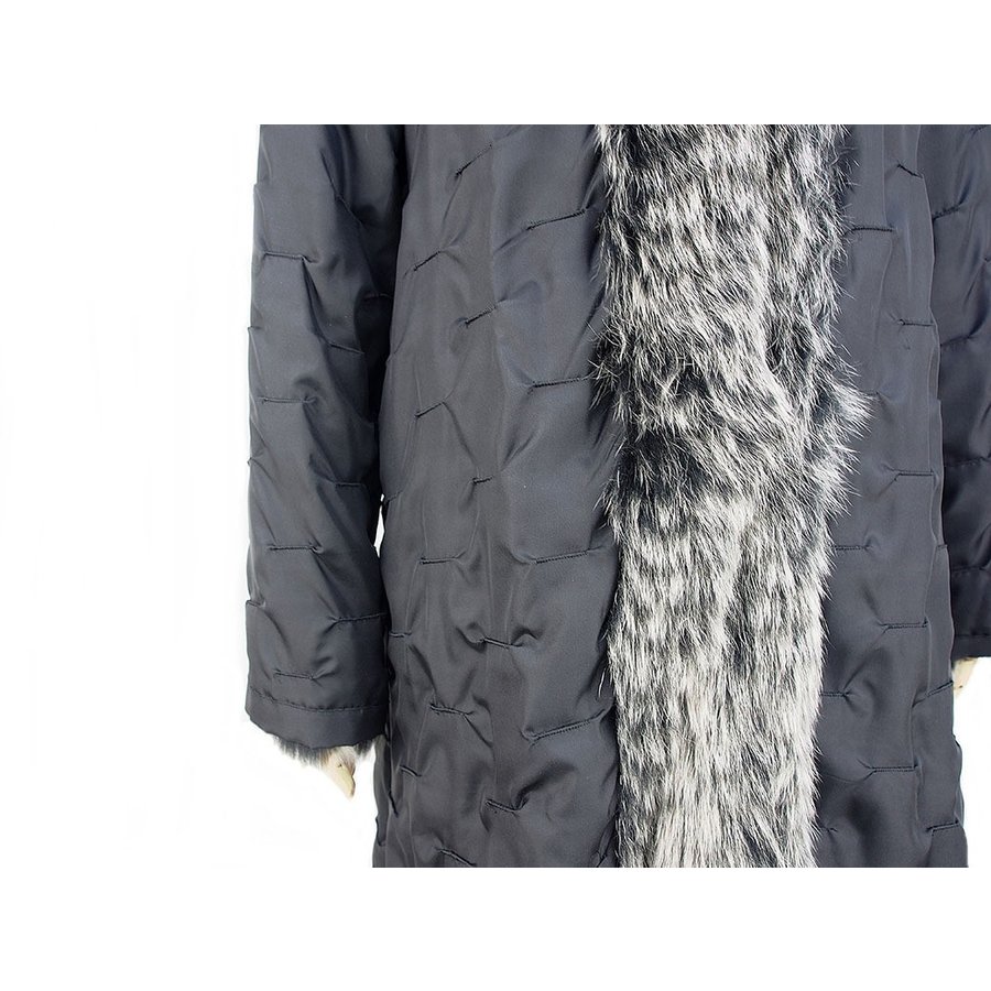 楽天市場】三森貿易 毛皮コート シルクフォックス 黒 グレー