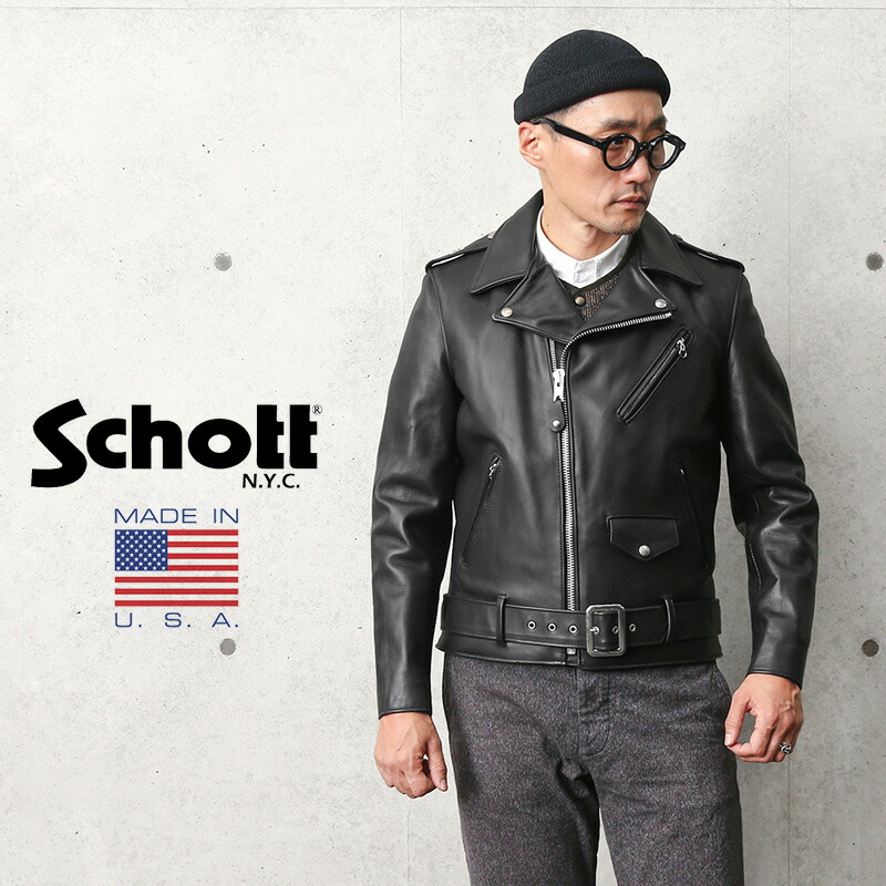 ⭐️即決価格⭐️Schott シングルライダースジャケット　アメリカ製　ワッペン ⭐️即決価格⭐️Schott シングルライダースジャケット アメリカ製