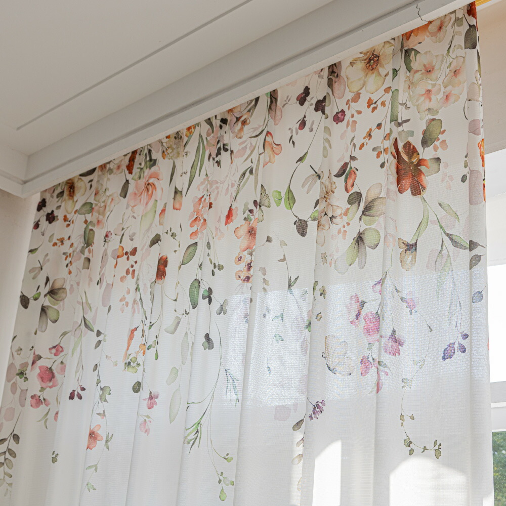 楽天市場】遮熱レースカーテン 花柄 3サイズ フラワー 省エネ UVカット