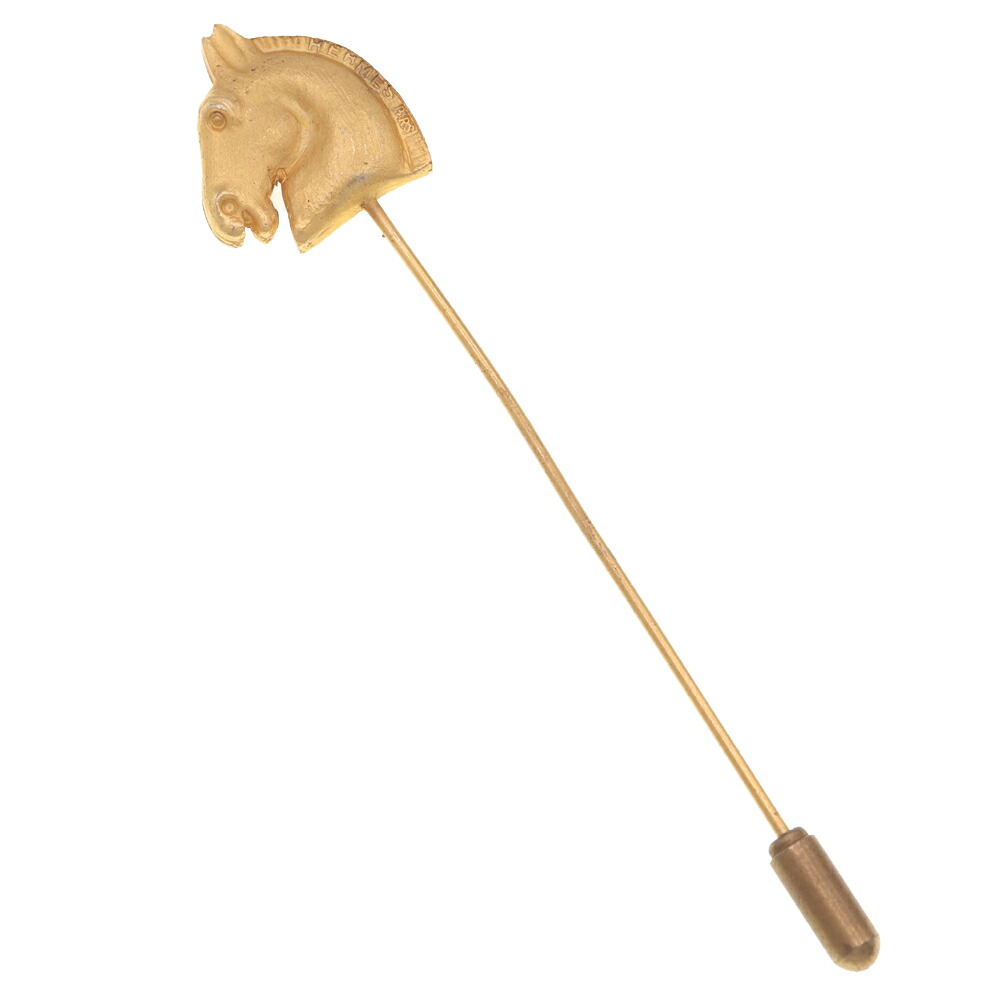 楽天市場】エルメス ピンブローチ ホースヘッド マットゴールド メタル