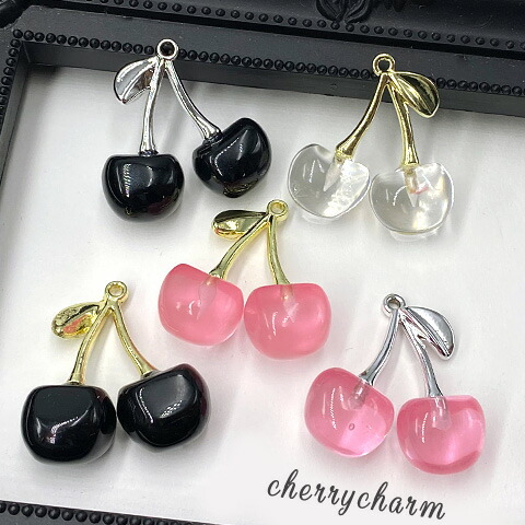 楽天市場】さくらんぼ チェリー アクリル チャーム ピンク クリア