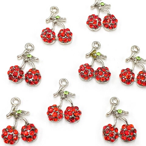 楽天市場】金属チャーム ラインストーン キラキラ サクランボ フルーツ