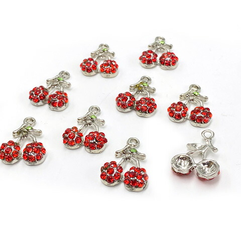 楽天市場】金属チャーム ラインストーン キラキラ サクランボ フルーツ