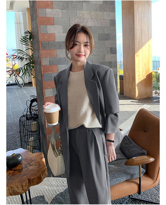 楽天市場】グレー パンツスーツ 2点セット ビジネススーツ スーツ