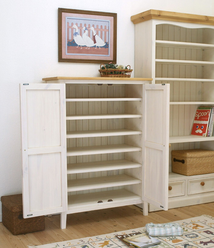 楽天市場】白いキャビネット 【フレンチカントリーパインキャビネット