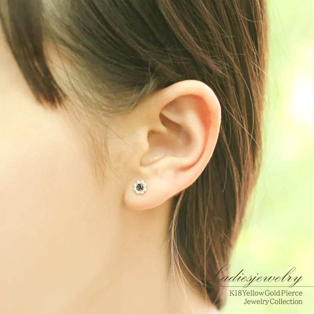 楽天市場】18金 ピアス サファイア 18k ゴールド ジュエリー K18