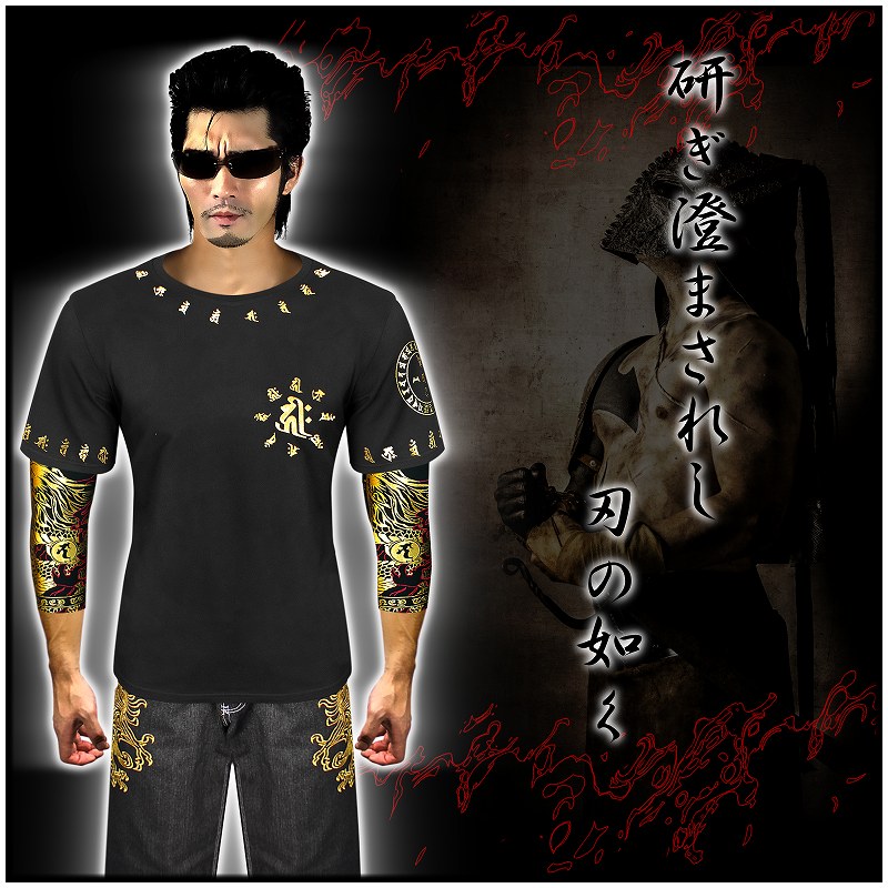 楽天市場】千手観音柄 半袖Tシャツ 黒×金 和柄 服 オラオラ系 悪羅悪羅