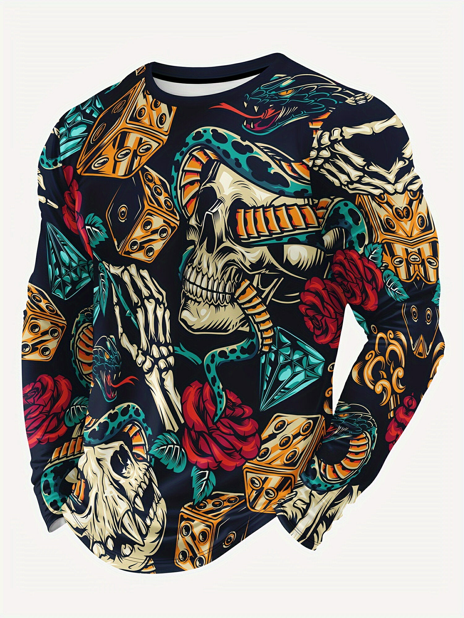 楽天市場】スカル×コブラ柄 ド派手 プリント 長袖Tシャツ ロンT 186 柄
