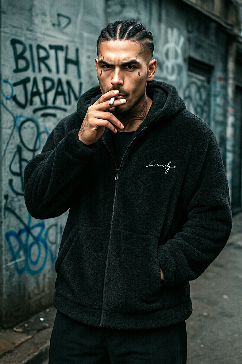 楽天市場】モコモコ ソフトボア パーカー 004 黒 胸刺繍入り 上着