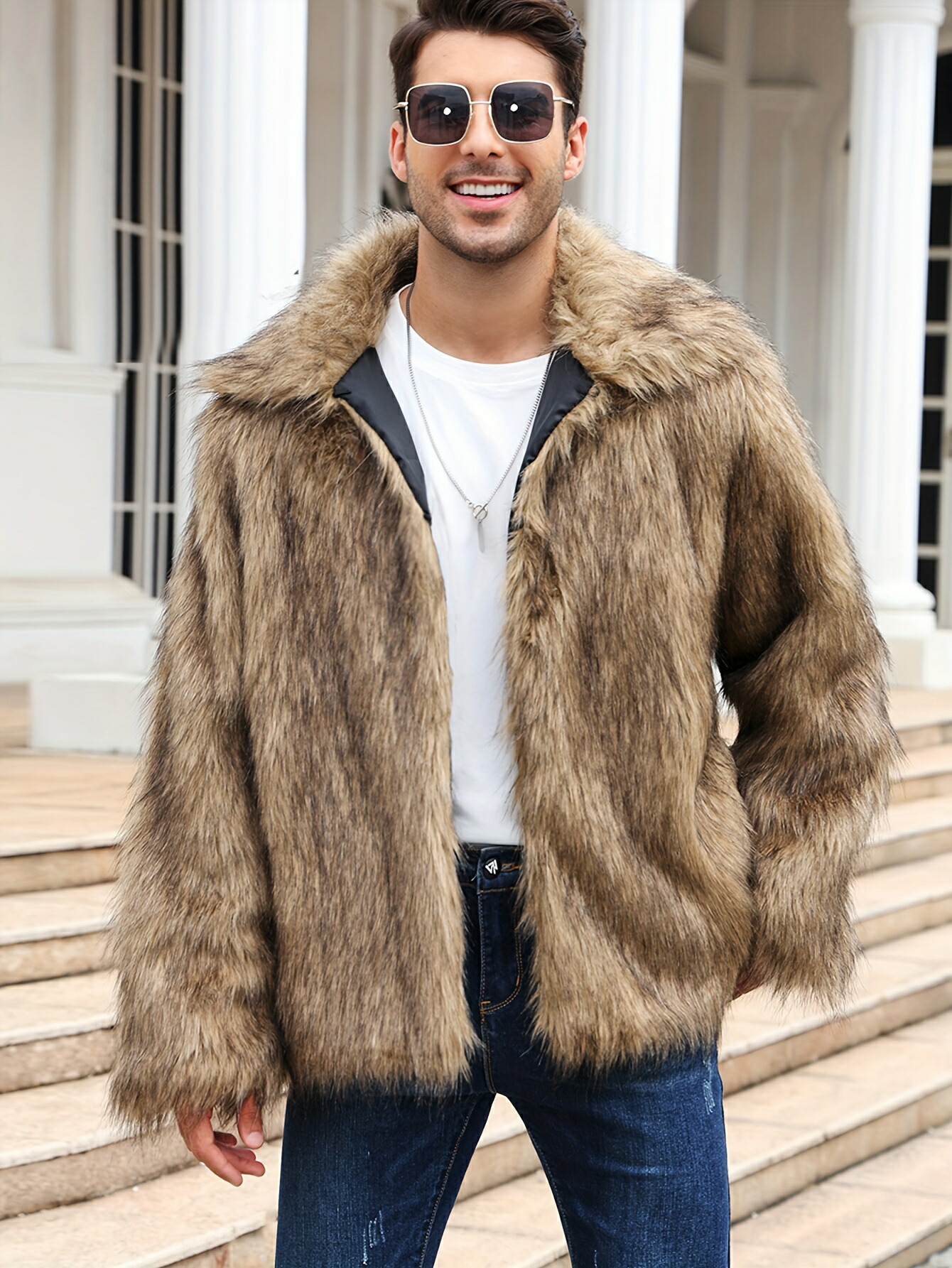 楽天市場】超ゴージャス ファージャケット 011 茶 上着 B系 ヤクザ