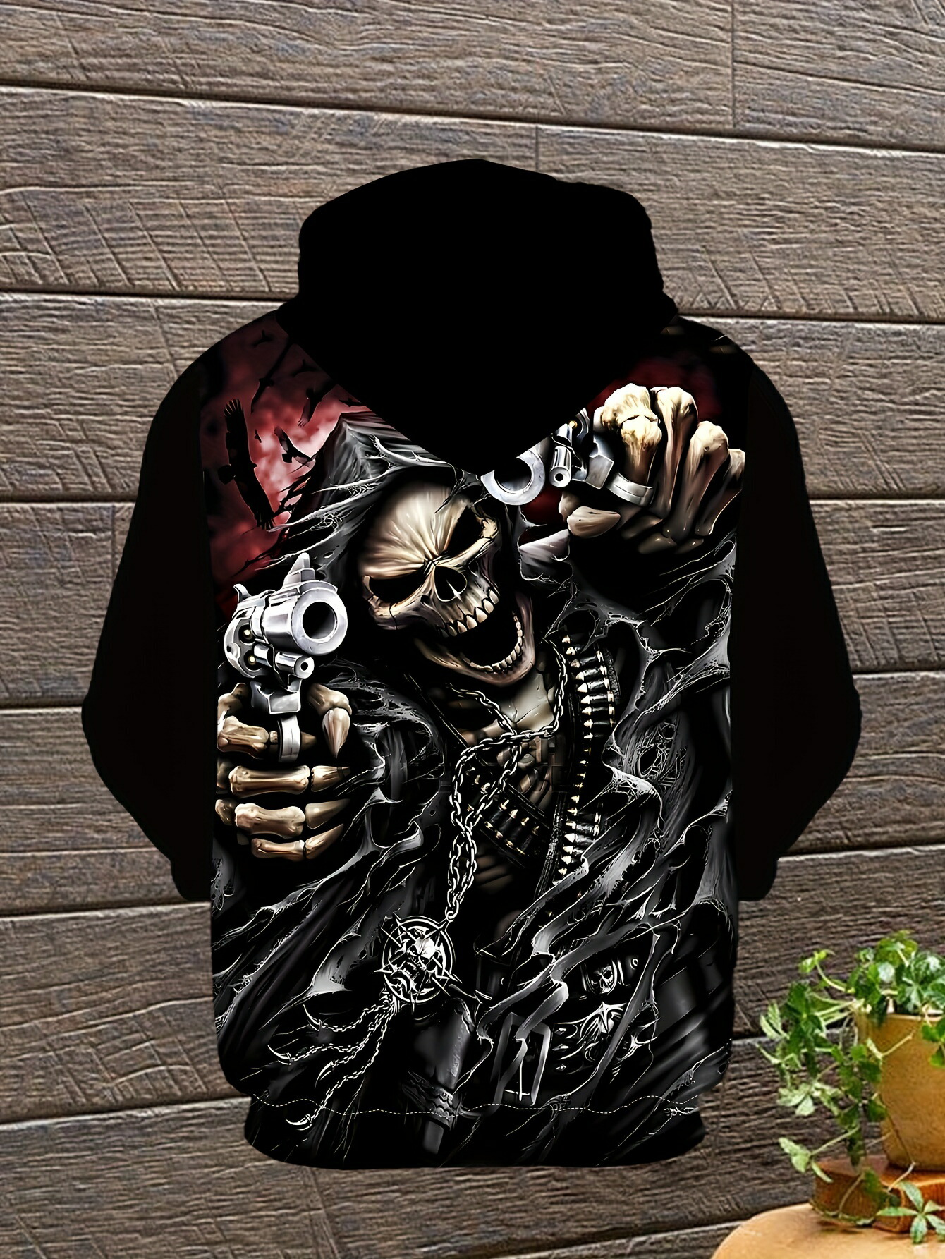 楽天市場】死神 スカル柄プリント パーカー016 薄手 羽織り 上着