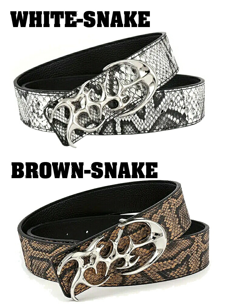 楽天市場】トライバルバックル×蛇柄プリントベルト 型押し 細ベルト