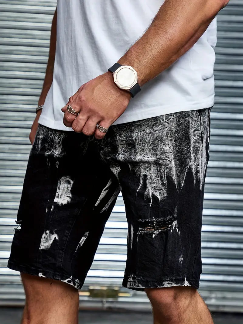 楽天市場】夏物 ド派手 プリント ハーフパンツ 011 黒 デニム ジーンズ