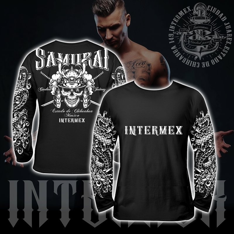 楽天市場】長袖 Tシャツ ロンT サムライスカル INTERMEX ITM-004