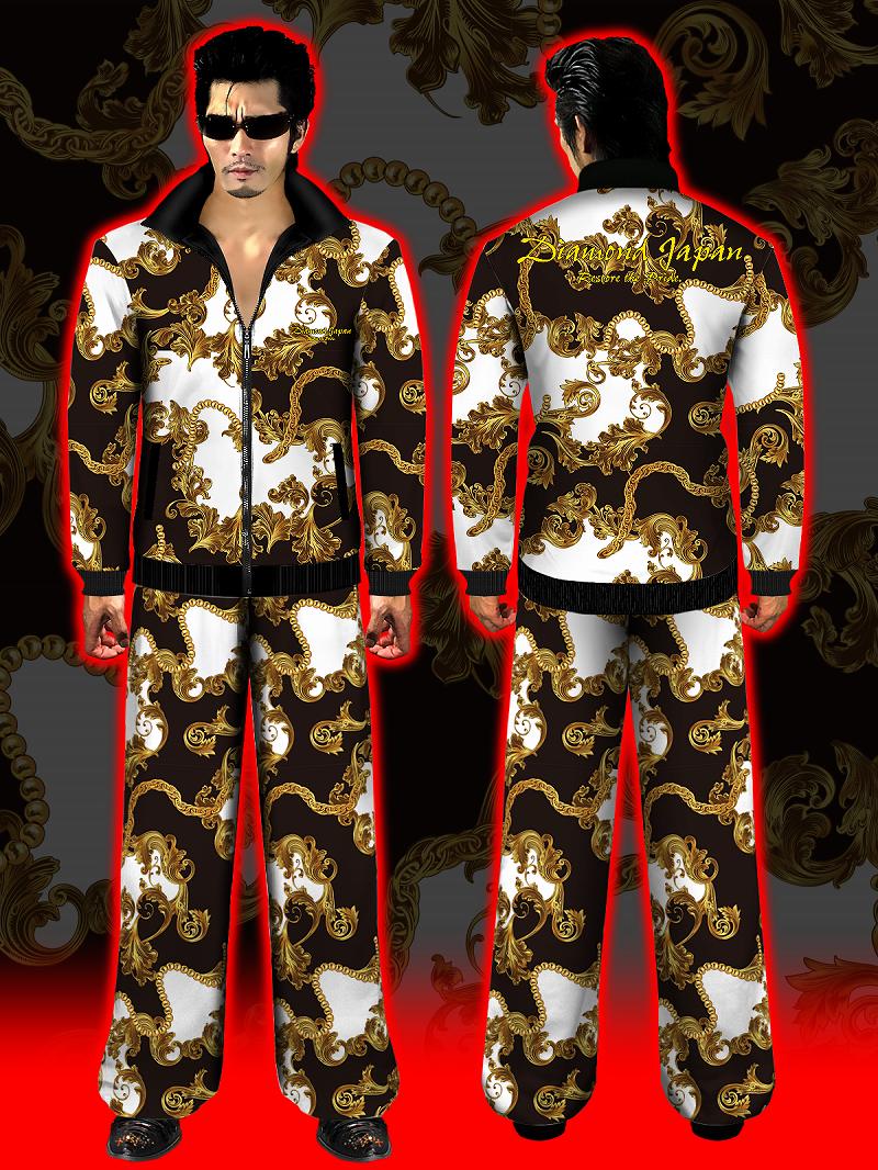 楽天市場】バロック総柄 黒 白 金 長袖 セットアップ ジャージ 服 刺繍