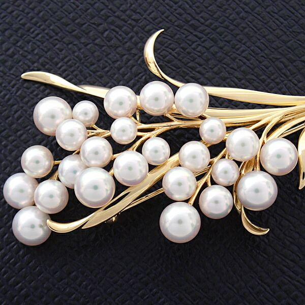 楽天市場】ミキモト MIKIMOTO K18 25Pパール ブーケモチーフ ブローチ