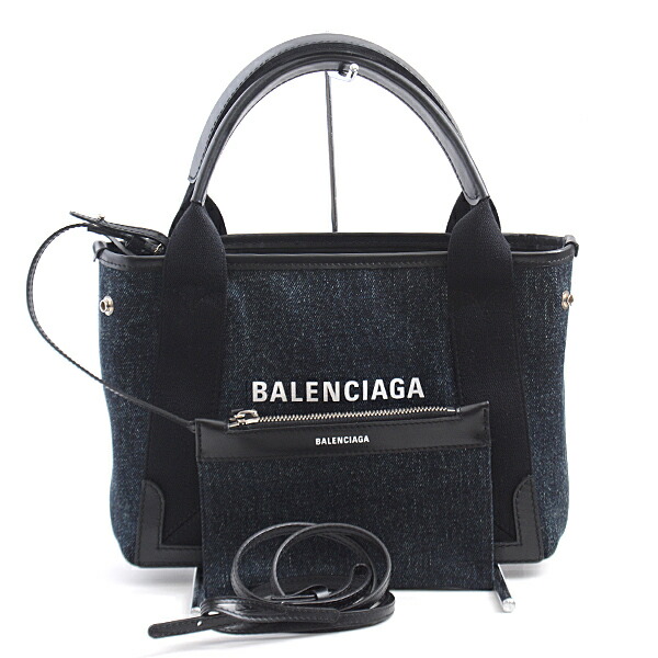 バレンシアガ ネイビーカバス L ブラックデニム バレンシアガ ネイビー
