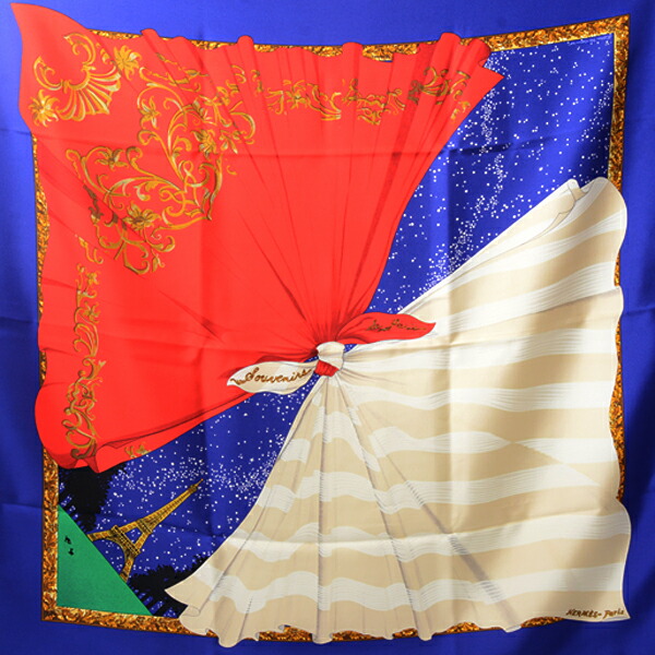 楽天市場】エルメス スカーフ レディース カレ90 Souvenirs de Paris