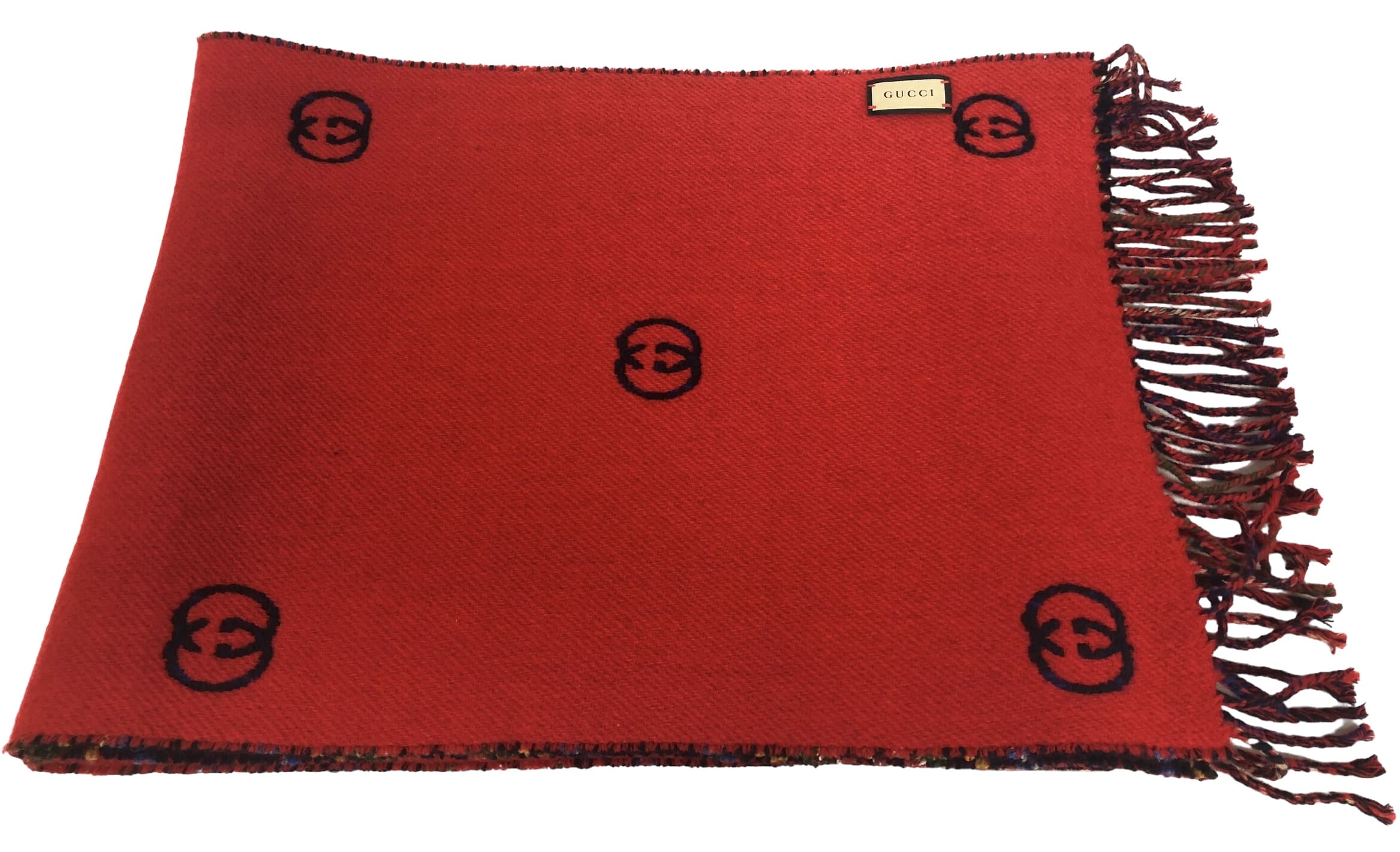 楽天市場】グッチ マフラー チェック レッド ツイード リバーシブル