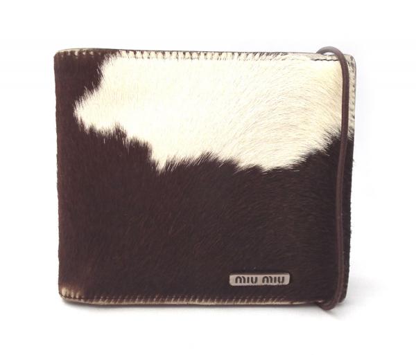 楽天市場】ミュウミュウ 二つ折り 財布 ハラコ カーフ 6M0738