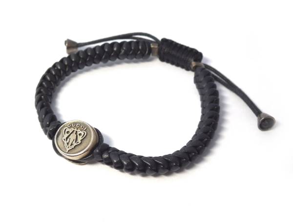 楽天市場】グッチ ブレスレット クレスト レザー 編み込み SV925