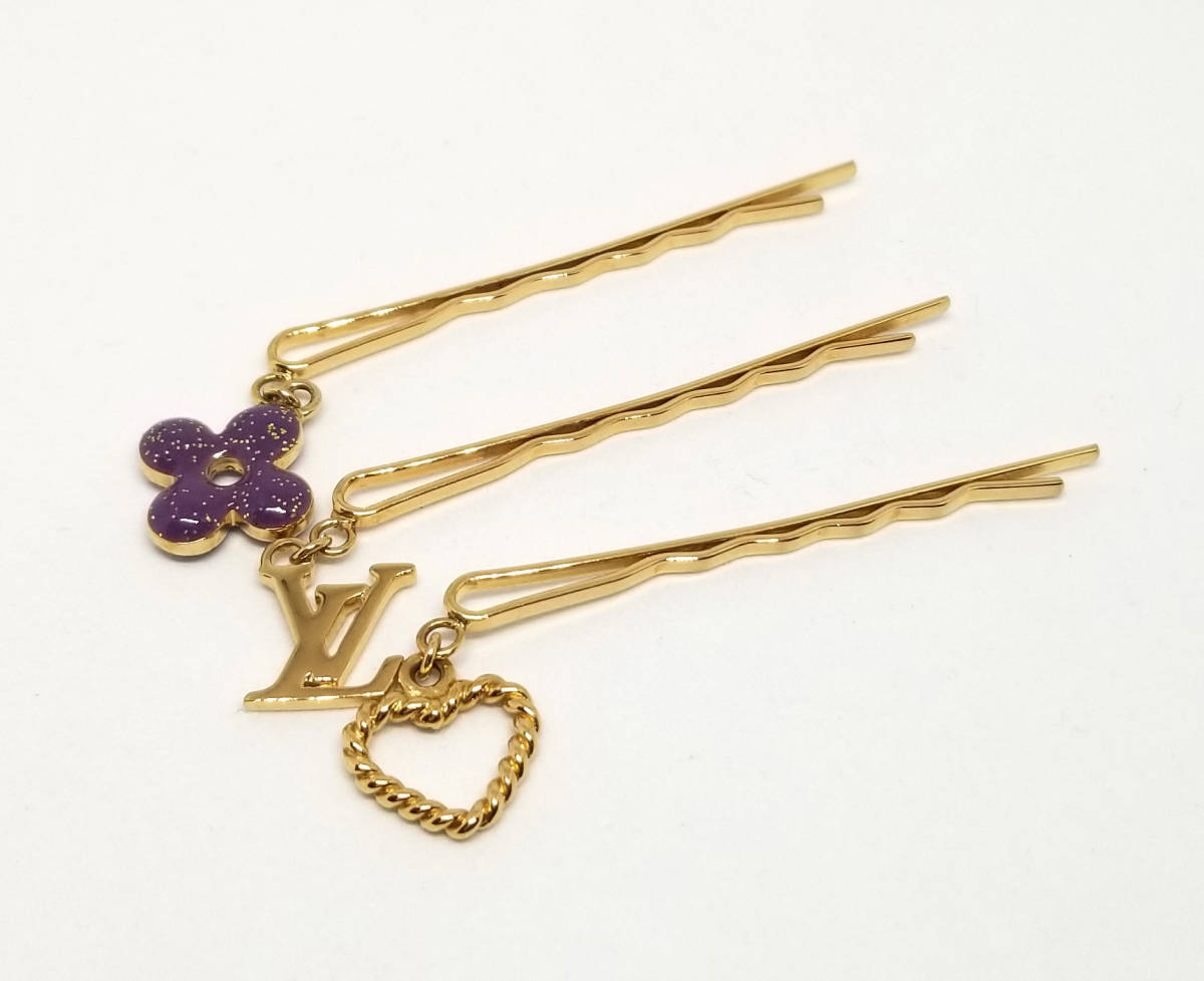 楽天市場】新品同様 ルイヴィトン ヘアピン 3本セット LV ゴールド