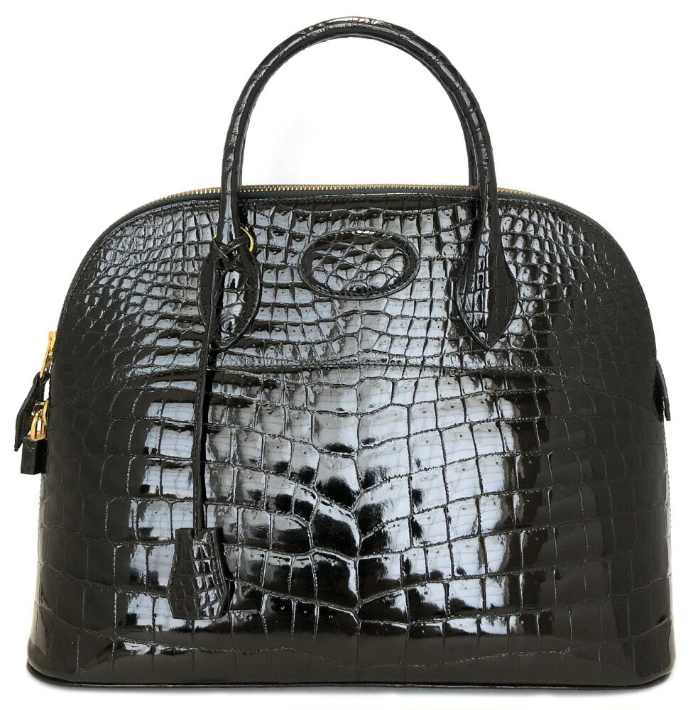 楽天市場】ミッシェルアドルフ クロコダイル ハンドバッグ ブラック 黒