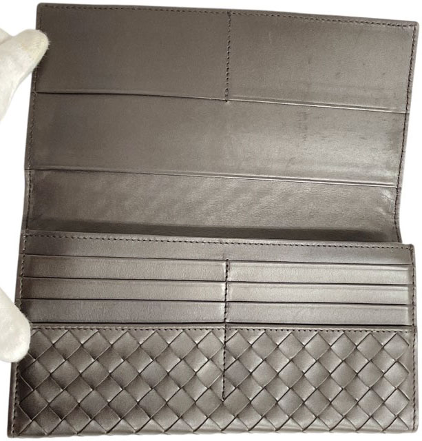ボッテガ イントレチャート ダークブラウン 長財布 レザー 財布 美品