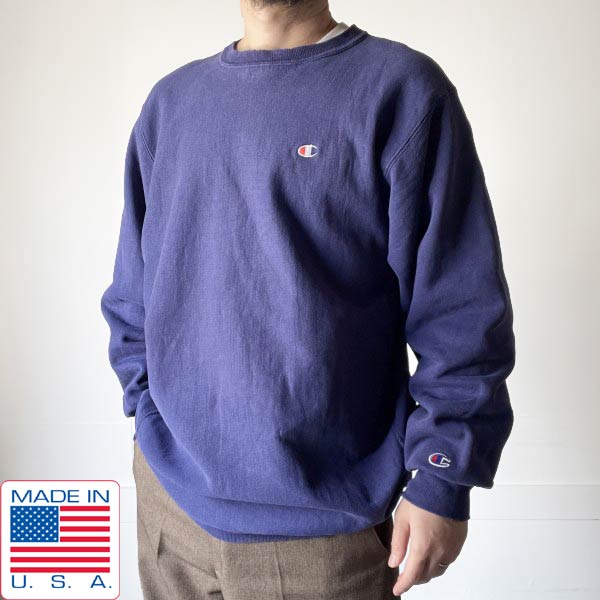 楽天市場】90s USA製 Champion 無地 リバースウィーブ XXL フェード 紺