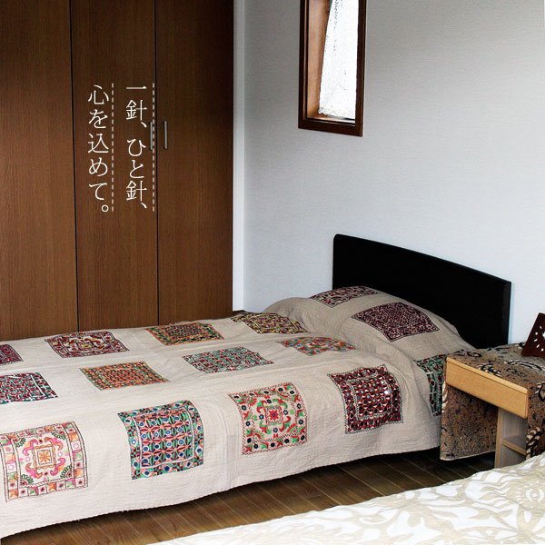 楽天市場】マルチカバー 手刺繍【ミラーワーク刺繍・マルチクロス