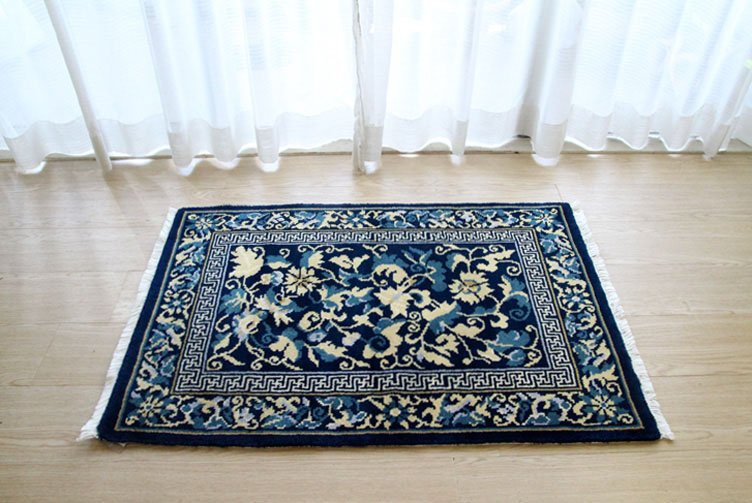 楽天市場】【甘粛緞通 高級手織りウール緞通 ブルー】＃YASL868 62