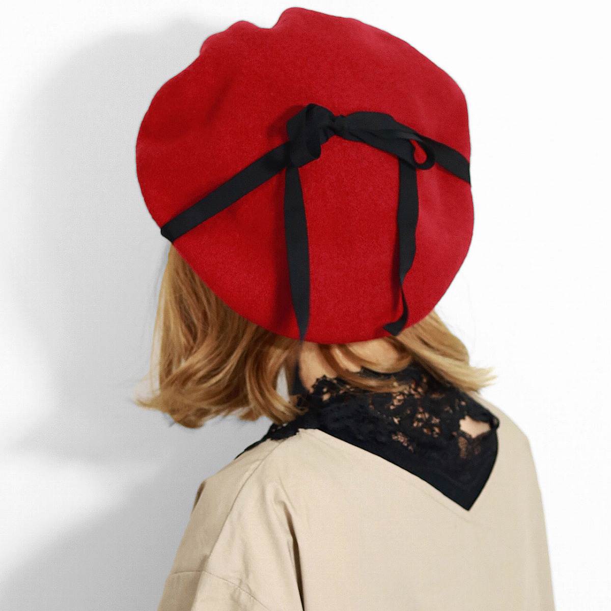 楽天市場】バラ色の帽子 リボン ベレー 日本製 秋 冬 可愛い Barairo