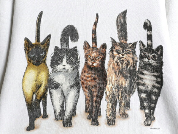 楽天市場】90s USA製 ネコ アート イラスト 両面 プリント スウェット