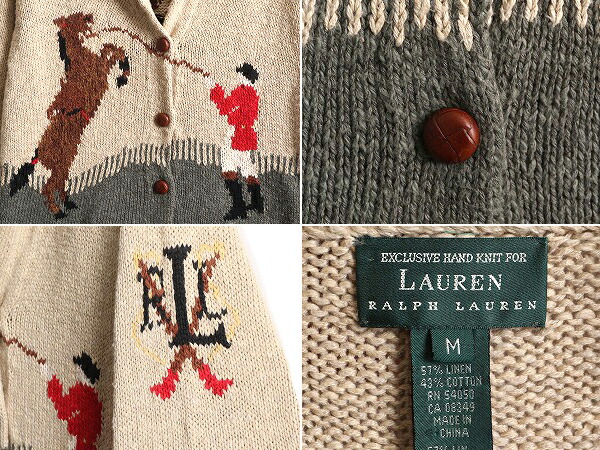 楽天市場】手編み 90s LAUREN ラルフローレン ショールカラー ニット