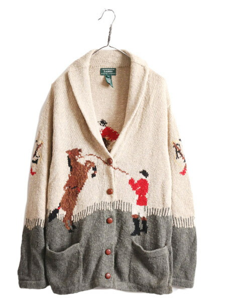 楽天市場】手編み 90s LAUREN ラルフローレン ショールカラー ニット