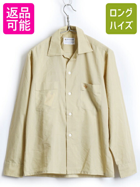 希少50's 60's campus オープンカラーシャツ コットン 白黒 M 希少50´s