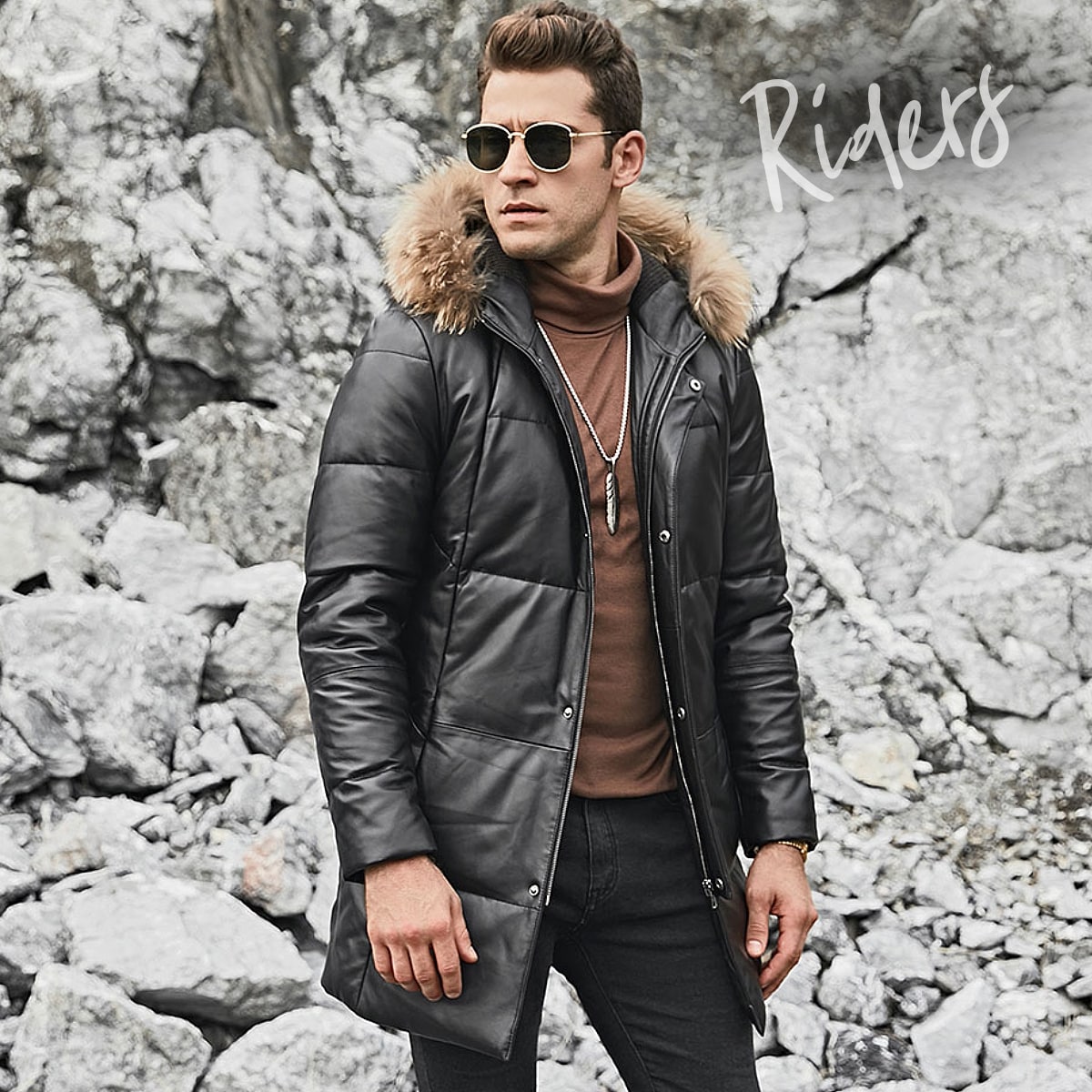 楽天市場】全10サイズ!メンズ ラクーンファー付きフード 本革