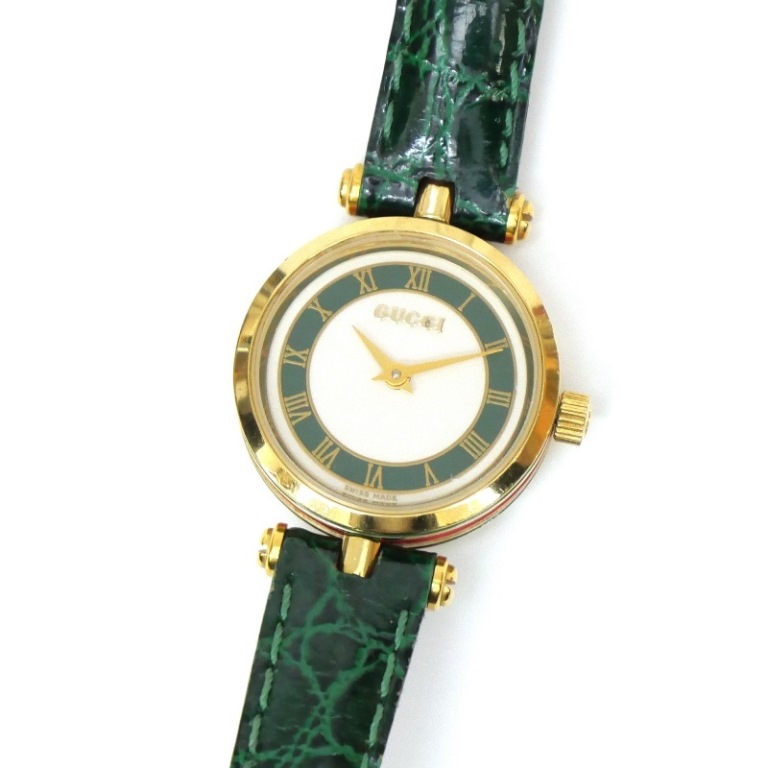 GUCCI シェリーライン ホワイト文字盤 ゴールドベゼル 革バンド 【公式