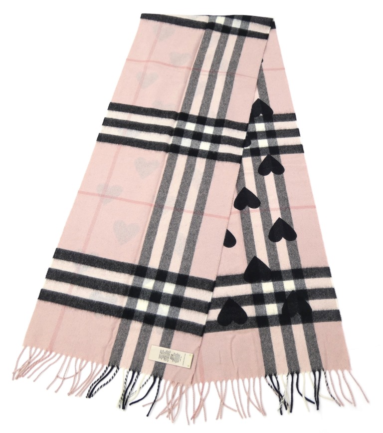 楽天市場】バーバリー BURBERRY チェック＆ハート マフラー ピンク